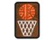 Basketball and Hoop Multi-Color Embroidered Iron-On or Hook & Loop Patch Applique